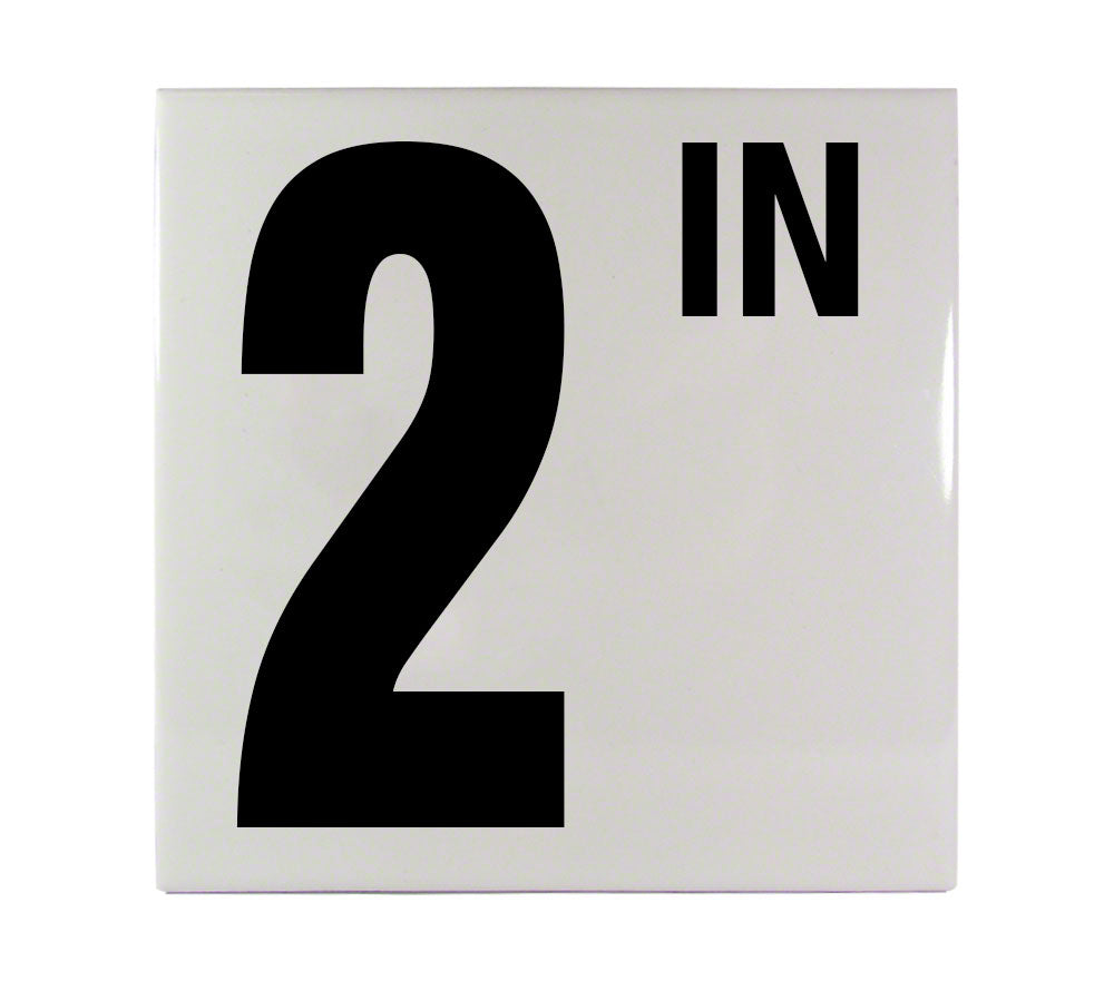 2 IN Ceramic Smooth Tile Depth Marker 6 Inch x 6 Inch with 5 Inch Lettering