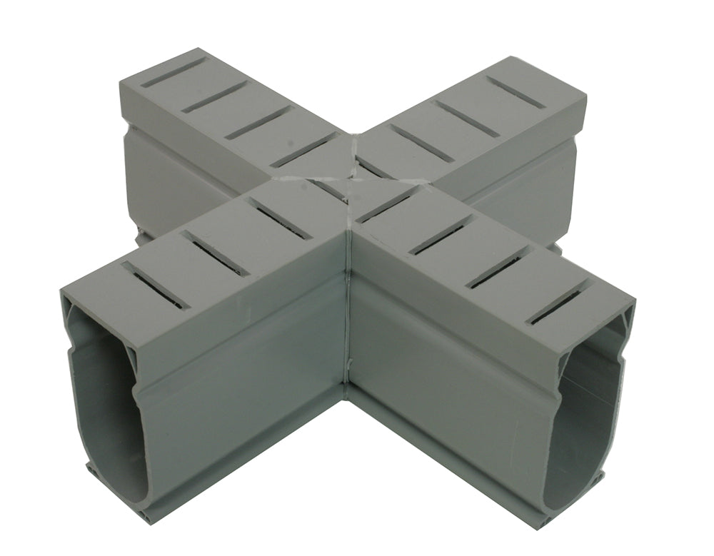 Deck Drain Cross Fitting 1.6 Inch Width - Gray