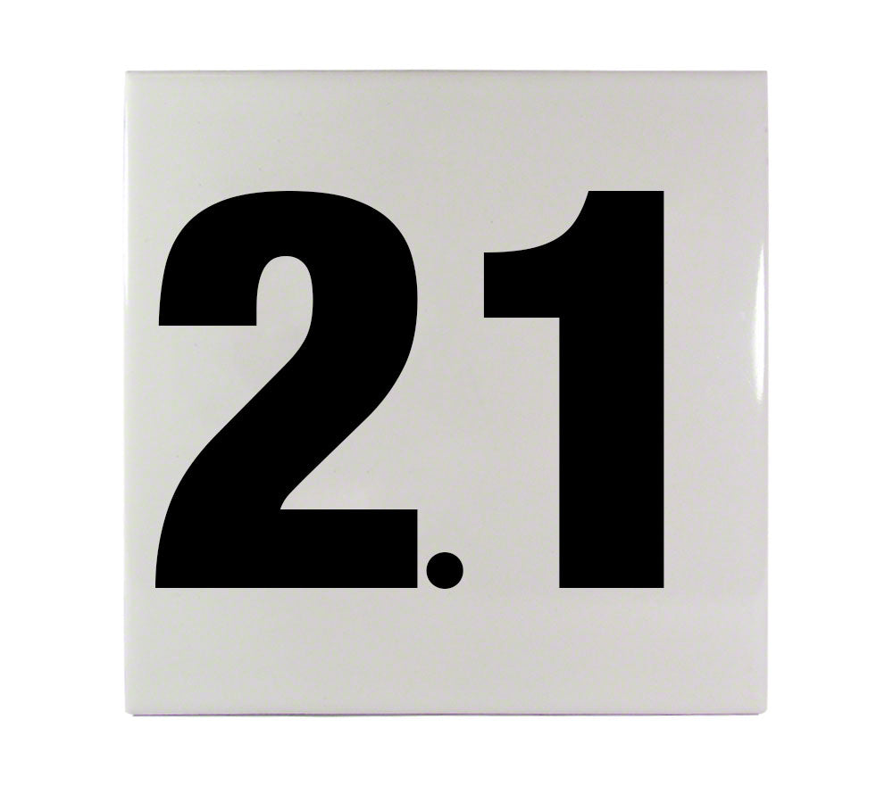 2.1 Ceramic Smooth Tile Depth Marker 6 Inch x 6 Inch with 4 Inch Lettering