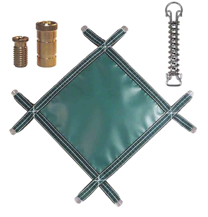 PermaGuard Solid Vinyl Rectangular Safety Pool Cover 16 x 32 Feet, 4 x 8 Center Step With Drain