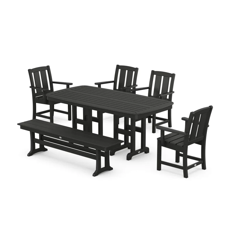 Mission 6-Piece Dining Set with Bench Black
