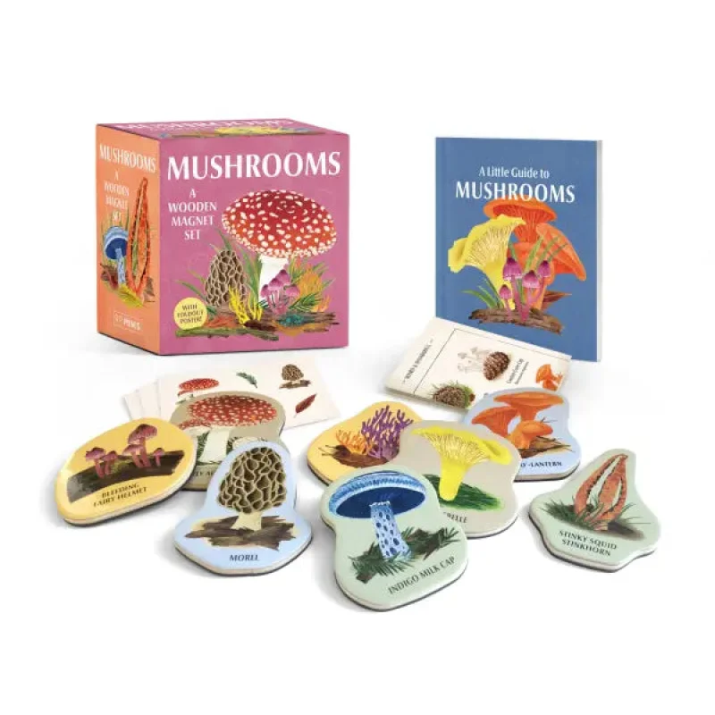 Mushrooms: A Wooden Magnet Set