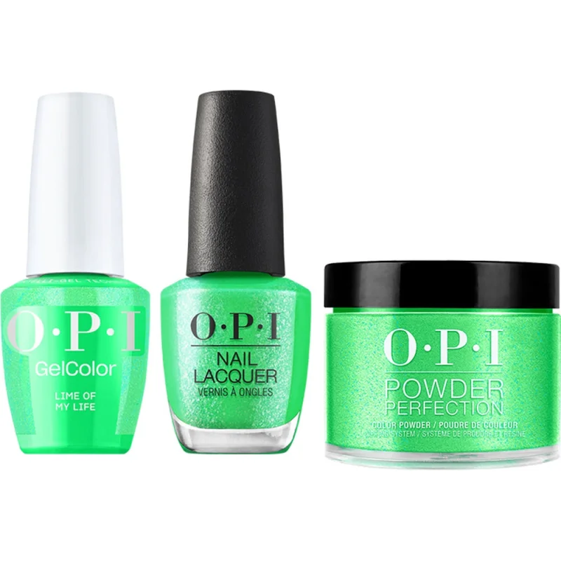 OPI Trip to the Brite Side Collection - TRIO: GelColor, Nail Lacquer, and Powder Perfection Dip - Lime of My Life