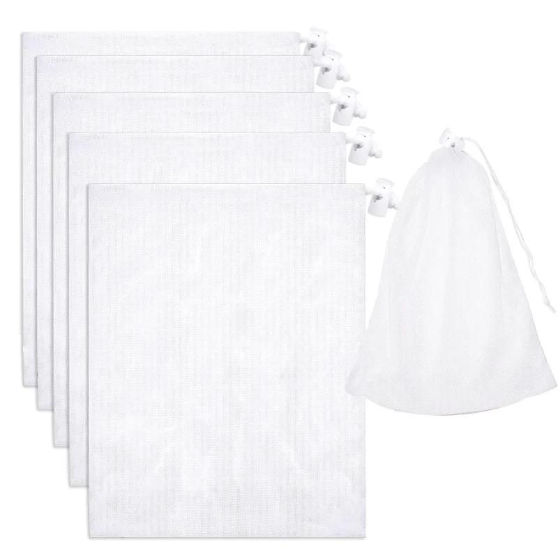 Pftjujudan 6Pack 24 * 16'' Pool Fine Mesh Filter Bags for Leaf Vacuum Pool Cleaners,Pool Vacuum Net Bag Replacement Bag with Pull & Lock Cord,Universal Fit,Holds Leaves,Debris