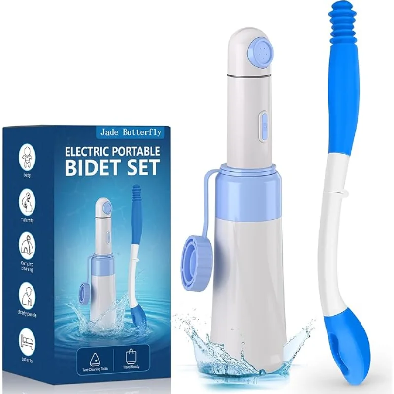 Portable Bidet Toilet Aids Wiper Tool Set for Travel | 350ML Bottle | 450mAh Battery | IPX7 Waterproof |Compact & High-Powered with 2 Pressure Modes for Wiping and Personal Hygiene (Blue, Ultra)