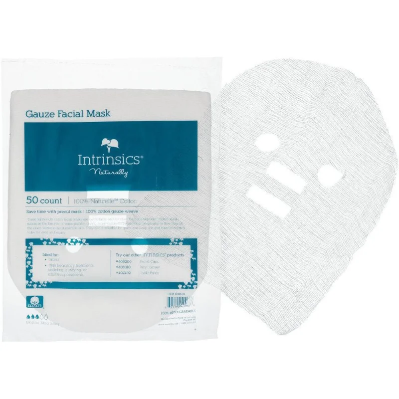 Precut Cotton Gauze Essential Facial Masks / 50 Count Bag by Intrinsics