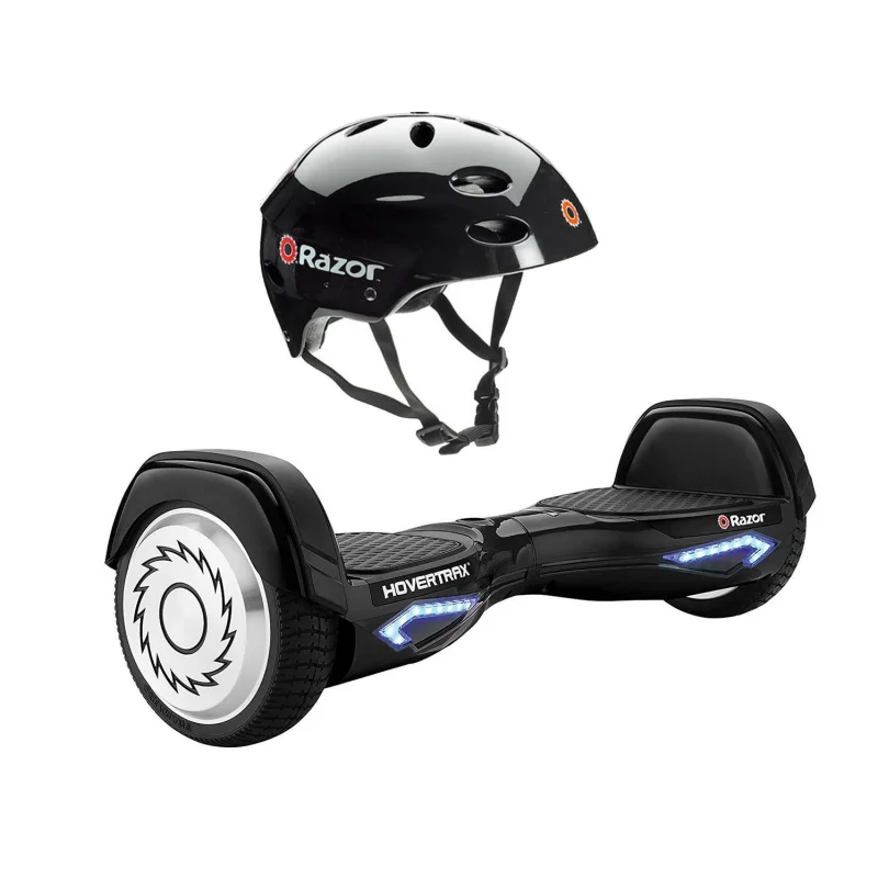 Razor Hovertrax 2.0 Self-Balancing Scooter with LED Light Bars, Black + Helmet