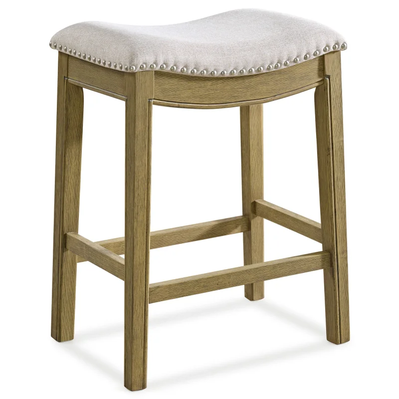 ROME + OAK Parker Backless Saddle Kitchen Counter Stool, Natural, Cream (Used)