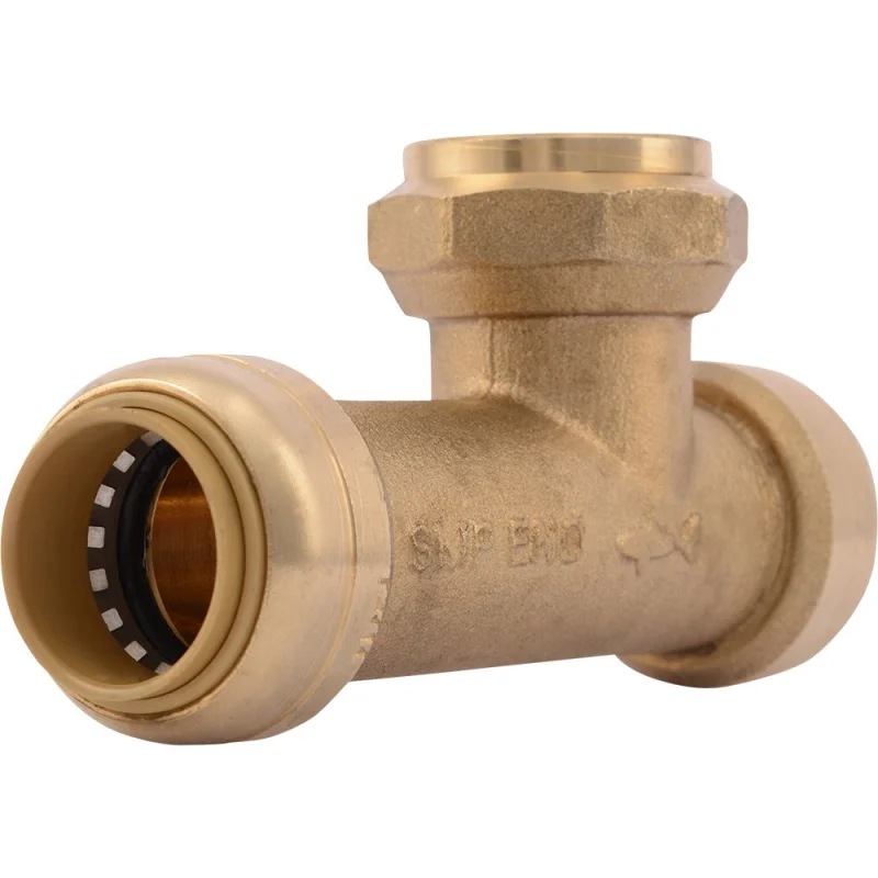 SharkBite U3486LF Lead-Free Brass Push-to-Connect Female Centre SLIP Tee - 3/4" x 3/4" x 3/4" FPT
