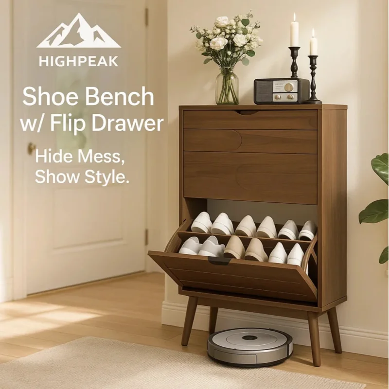 Shoe Bench with Flip Drawer