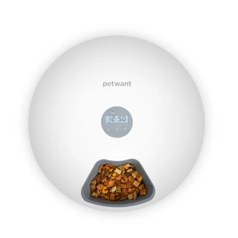 Smart Automatic Feeder | Automatic Pet Feeder with Six Meal Compartments | Convenient Feeding Solution for Cats and Dogs White