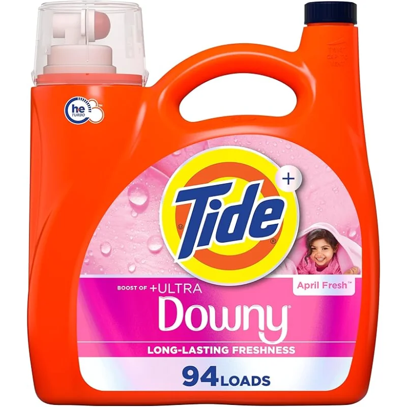 Tide Plus Boost of Ultra Downy Liquid Laundry Detergent, April Fresh Scent, 132 fl oz, 94 Loads, Laundry Detergent Liquid with Long-Lasting Freshness