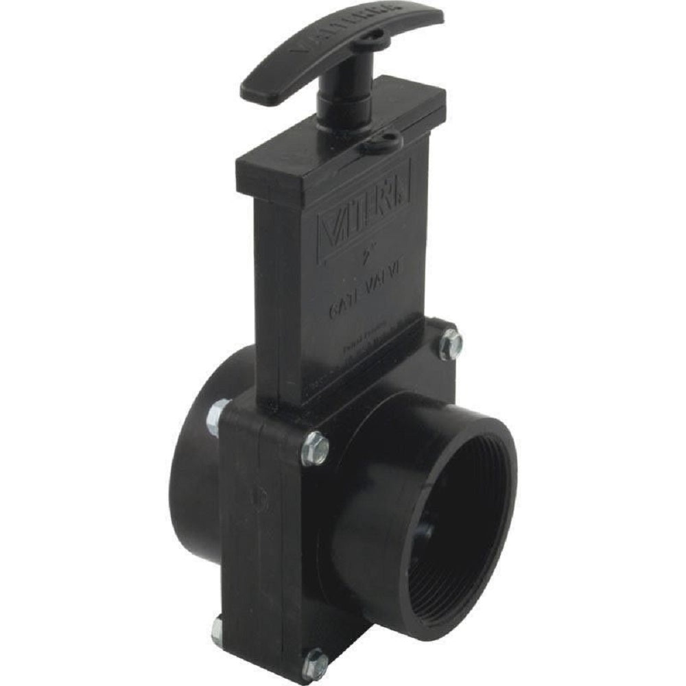 Valterra 7209 3-Piece 2" FPT x Slip 40 PSI Pool & Spa Gate Valve Black