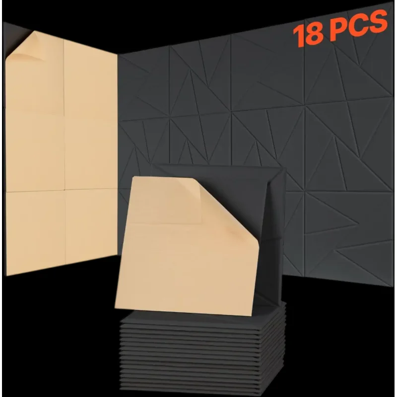 Vevor Acoustic Panels 18-Pack Self-Adhesive Soundproof Wall Panels Black New
