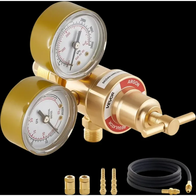 Vevor Argon Flow Regulator Argon CO2 Welding Gas Gauge with 8.2' Rubber Hose New