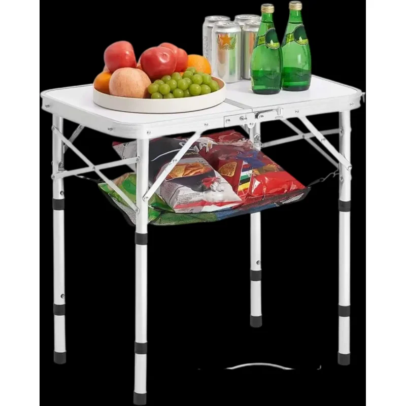 Vevor Camping Table Folding Portable Adjustable Height Aluminum MDF Outdoor Side Table 24x16" Silver New