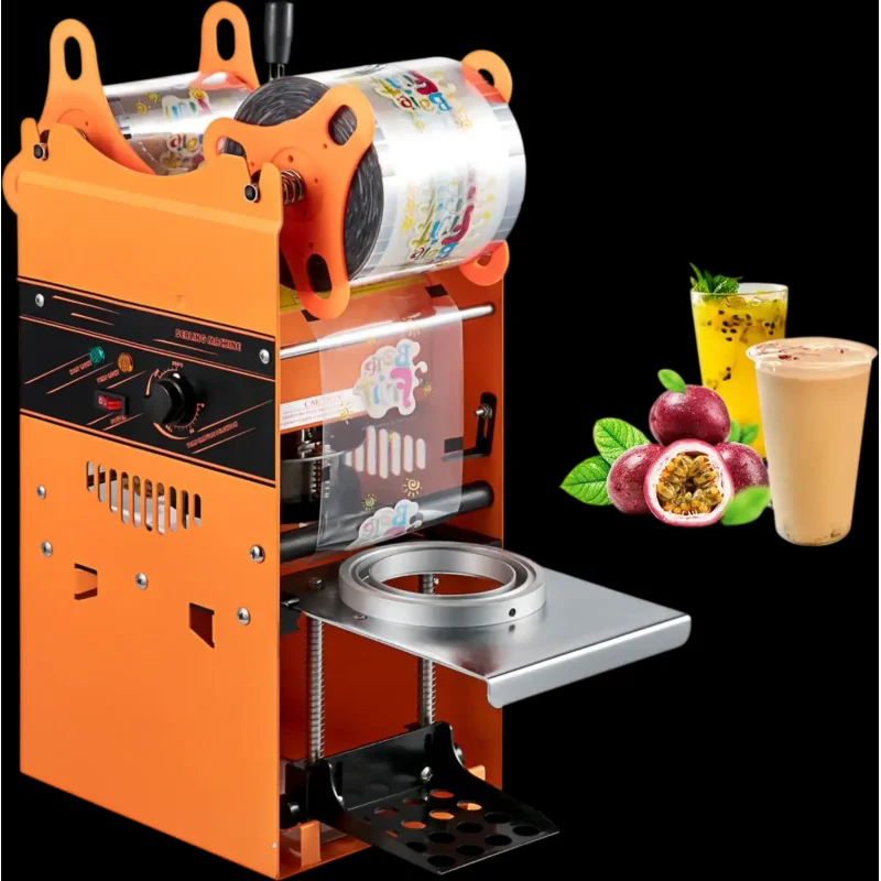 Vevor Cup Sealing Machine Manual Tea Cup Sealer 300-500 Cups/Hour Orange New