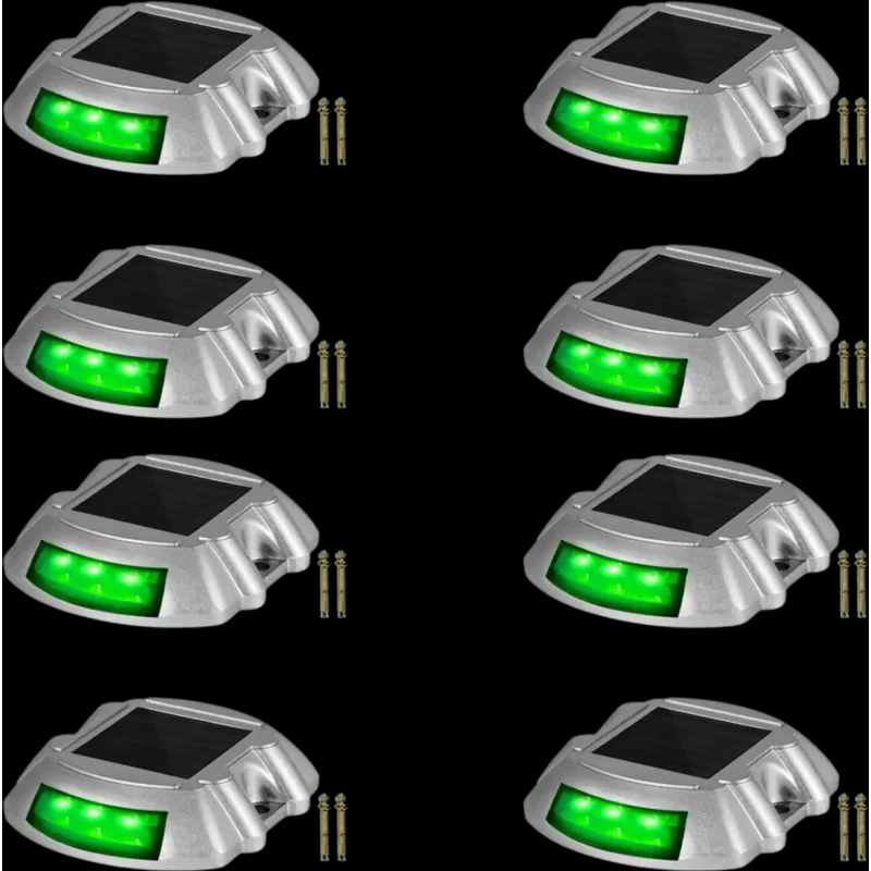 Vevor Driveway Lights 8-Pack Solar LED Marker Lights Green New