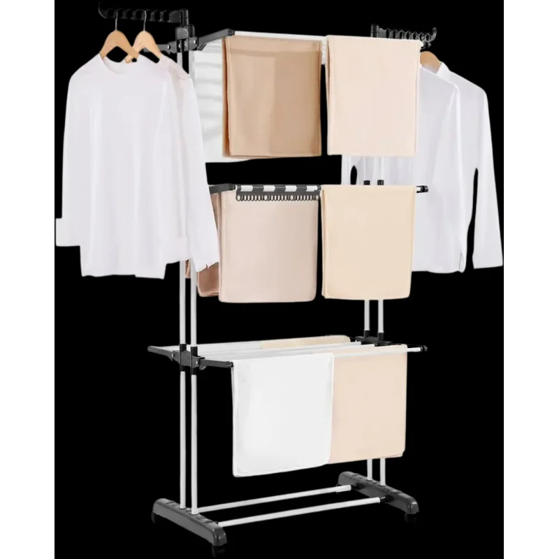 Vevor Drying Rack 4-Tier Foldable Clothes Laundry Dryer with 24 Rods and 7 Hooks New