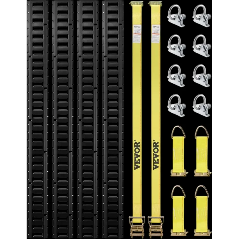 Vevor E-Track Tie-Down Rail Kit 18-Piece 5' Cargo Securing Set New