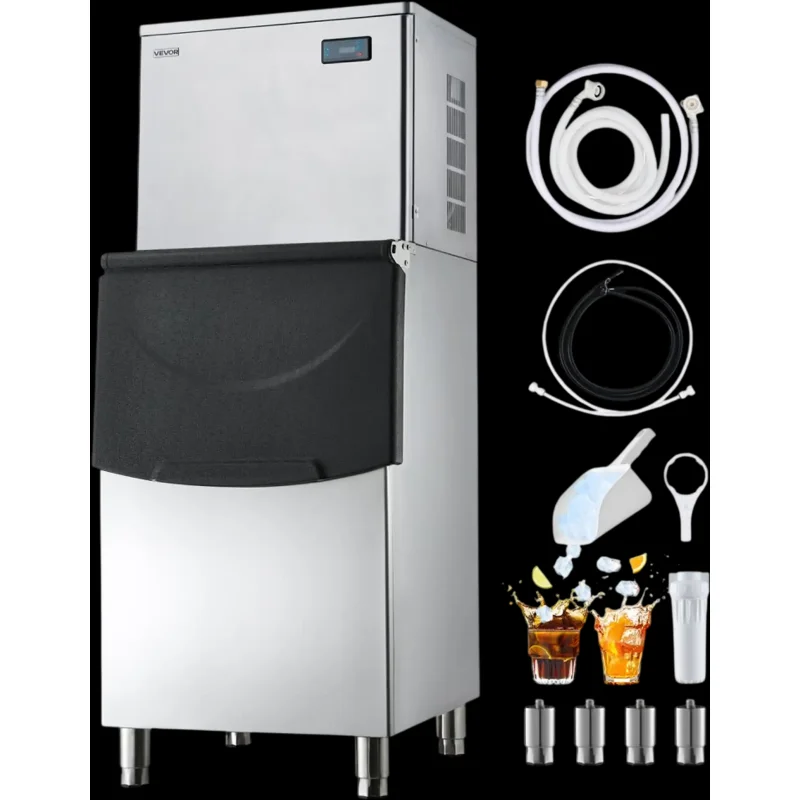 Vevor Ice Maker Commercial 650 lbs/24H Split-Design Machine with 250 lbs Storage Bin New