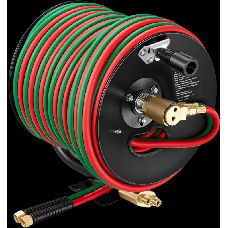 Vevor Welding Hose Reel Retractable Hand Crank Manual Rewind 1/4" x 100' Twin Oxygen Acetylene T Grade New
