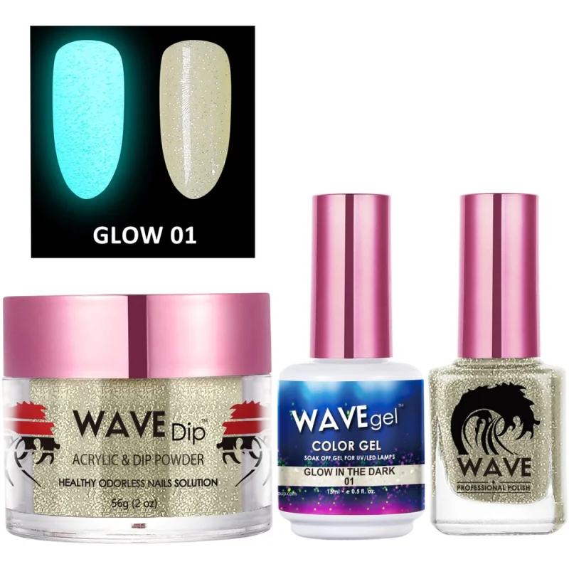 Wave Glow 3-In-1 Matching Combo Set / 1 Gel Polish 0.5 oz. + 1 Lacquer 0.5 oz. + 1 Dip Powder 2 oz. / #01