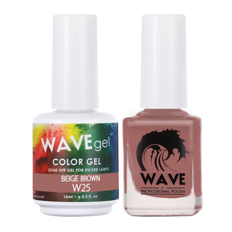 Wave Simplicity 2-In-1 Matching Duo Set / 1 Gel Polish 0.6 oz. + 1 Lacquer 0.5 oz. / #025 Beige Brown - 22698
