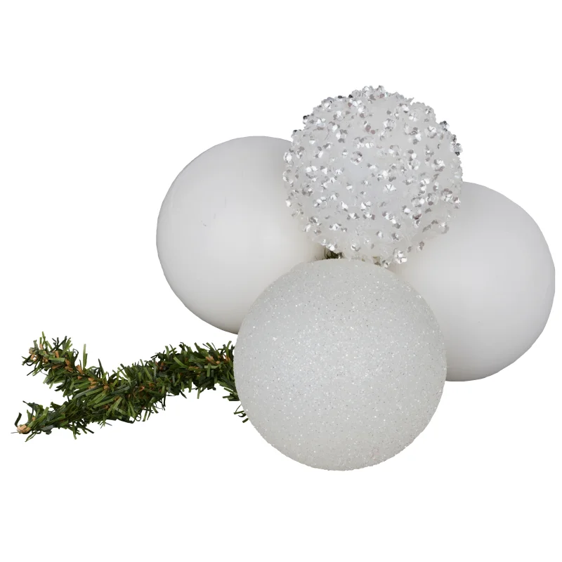 White Sequin Glitter Ball Cluster Decoration