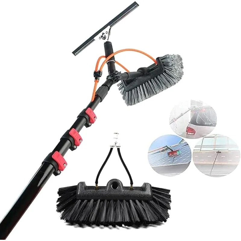 Window Cleaning Rod, PV Panel Cleaning Extendable Cleaner Roof Cleaning Tool for Cleaner Roof PV Panel Cleaning, 30cm Brush Head, 8m Rod.,6M/20FT